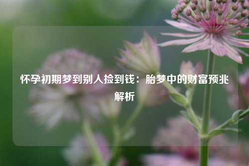 怀孕初期梦到别人捡到钱：胎梦中的财富预兆解析