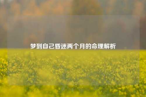 梦到自己昏迷两个月的命理解析