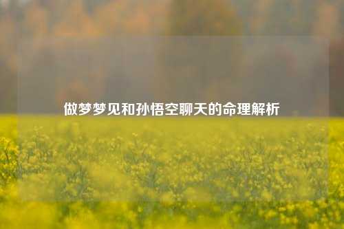 做梦梦见和孙悟空聊天的命理解析