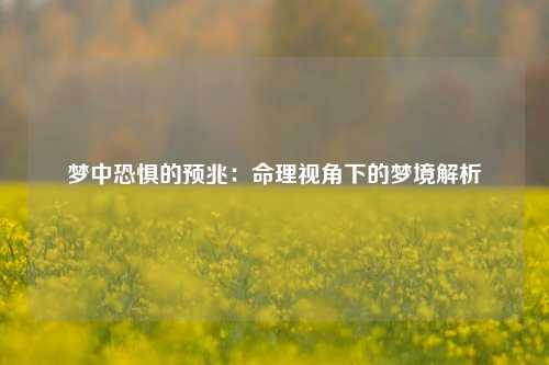 梦中恐惧的预兆:命理视角下的梦境解析